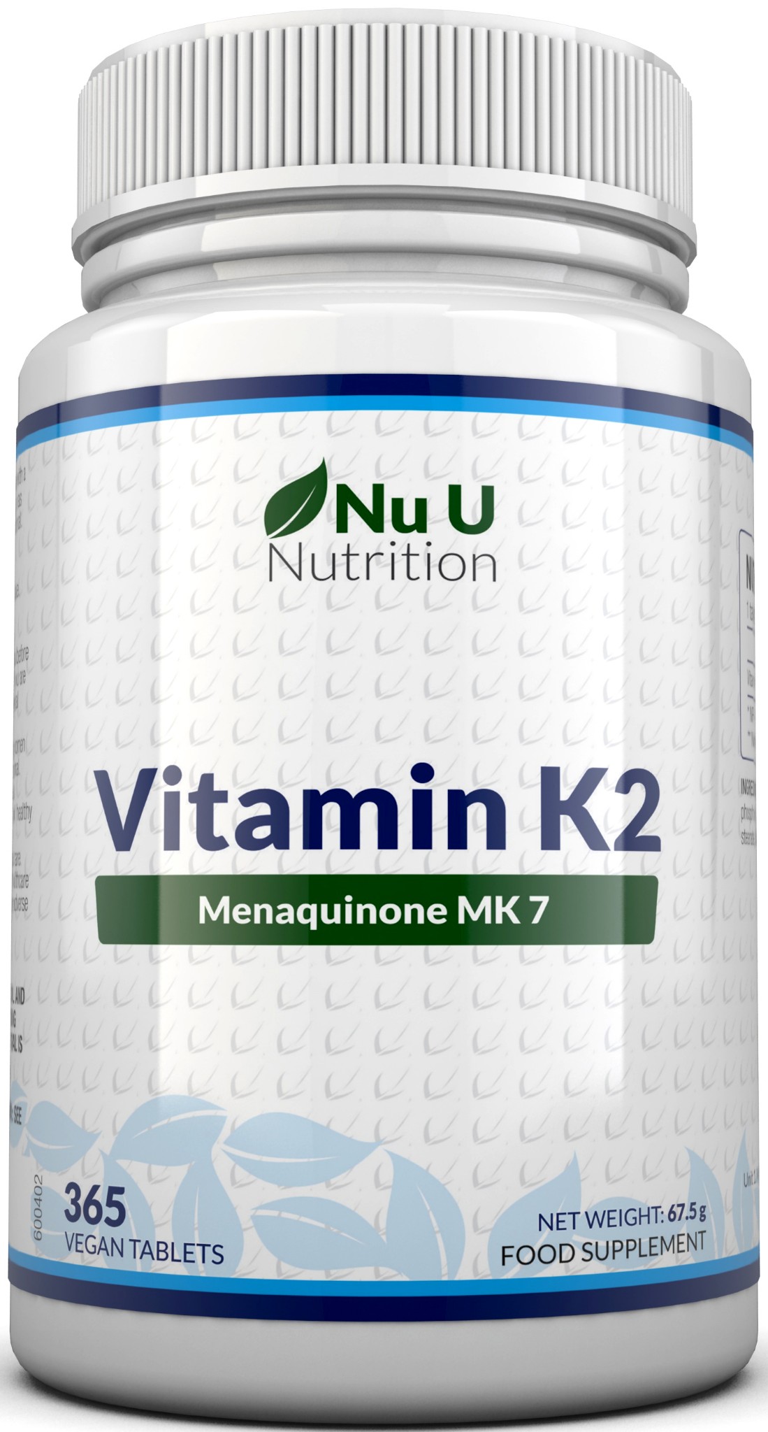 Vitamin K2 MK 7 0mcg - 365 Vegetarian and Vegan Tablets By Nu U Nutrition 10
