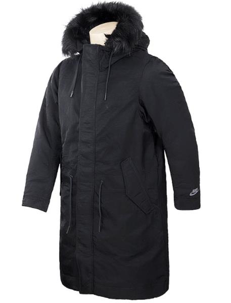 nike down filled hooded jacket in black