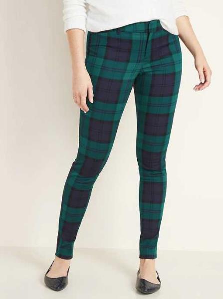 green and navy plaid pants