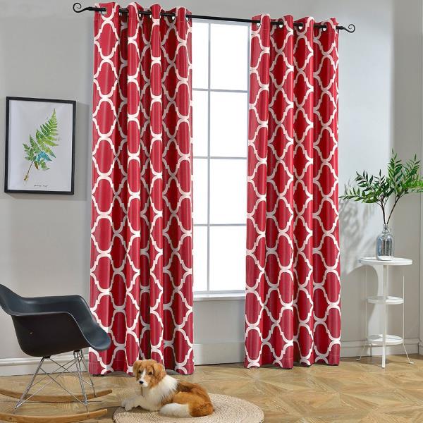 Set 2 Solid Red Window Curtains Panels, Red Window Curtains