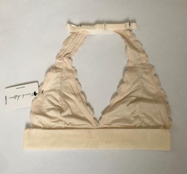 French Affair Lace Halter Neck Bra Bralette in White Smoke Size Large 4606BT