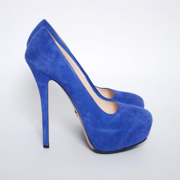 PRADA High Heels Shoes Blue Suede 