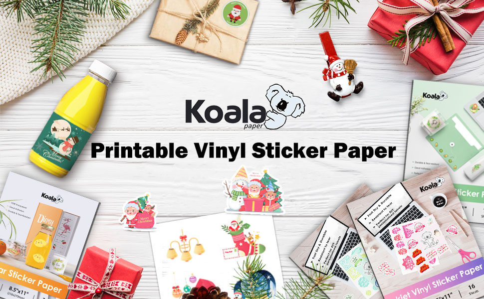 100 Sheets Koala Printable Vinyl Sticker Paper for Inkjet Printers
