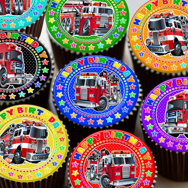 Birthday 35 Premium Personalised. Children/'s Fire Engine Cake Topper Glitter