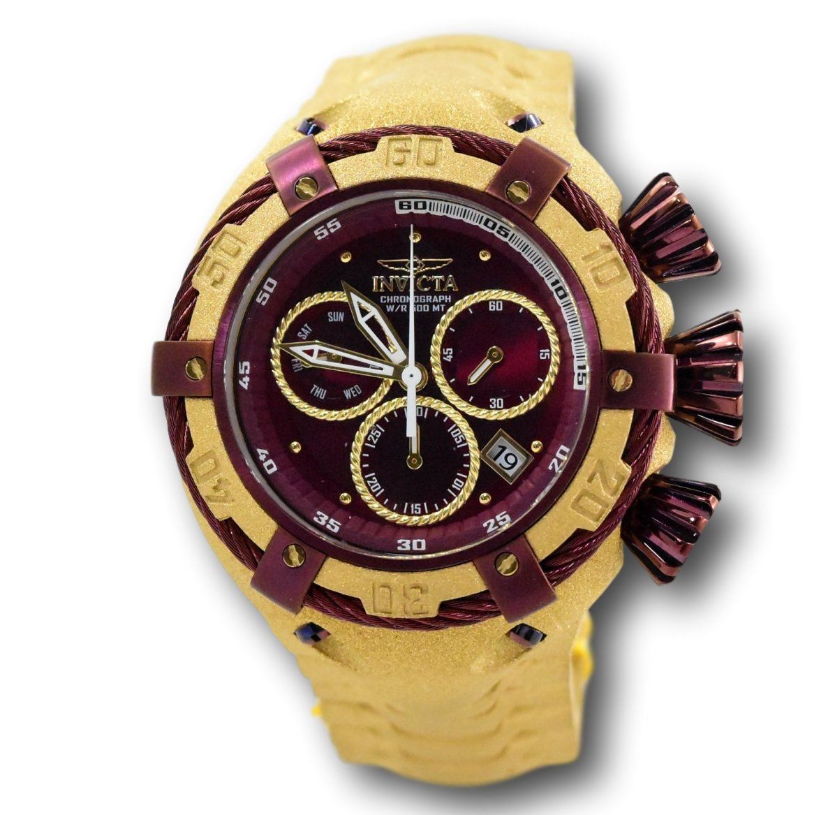 Invicta Thunderbolt Men's Sandblasted Gold Swiss Chronograph Watch RARE ...