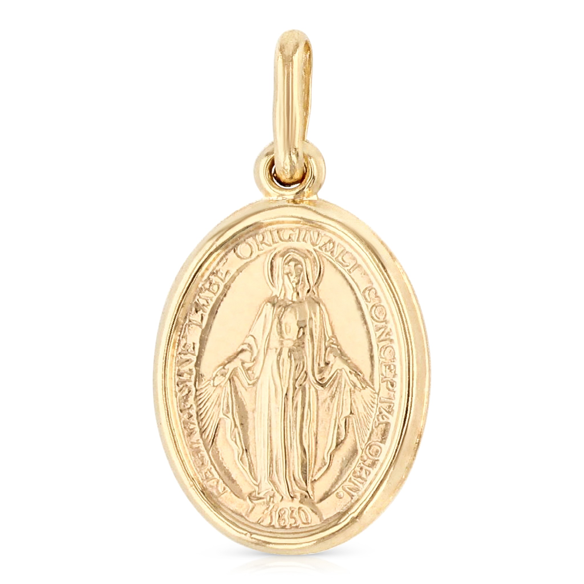 14k White Gold Miraculous Medal Pendant New Religious Charm