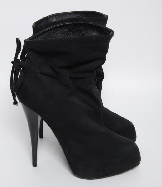 black suede stiletto booties