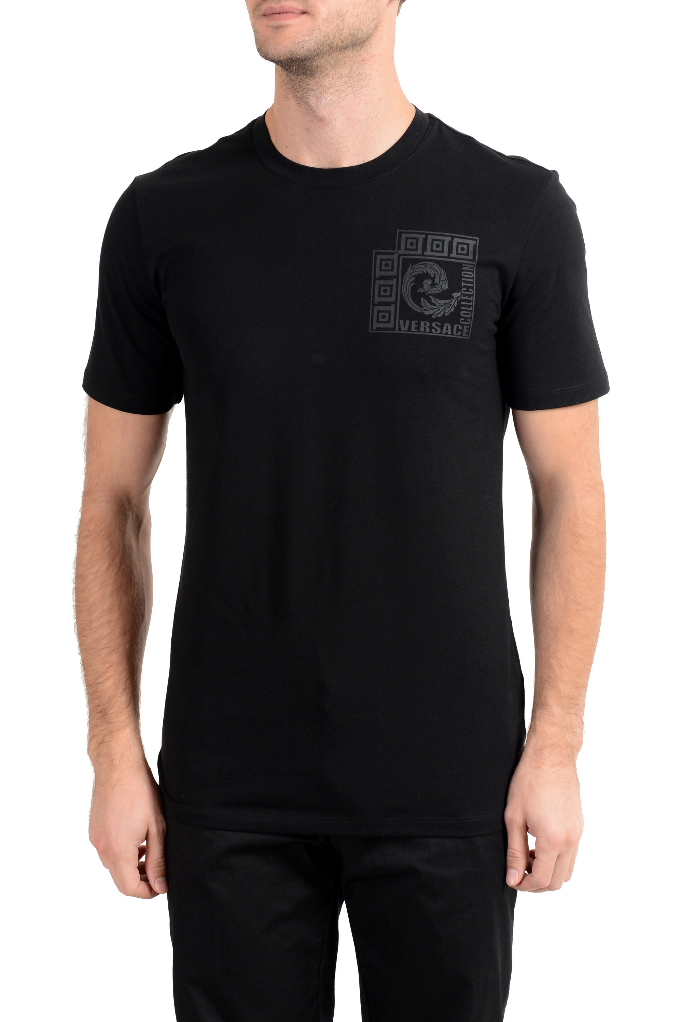 Versace Collection Men's Black Graphic Crewneck T-Shirt Sz S M L XL 2XL ...