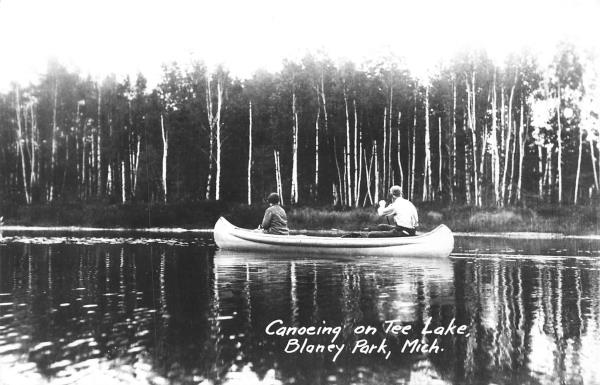 Vintage RPPC Postcard Tee Lake Blaney Park Michigan canoe ...
