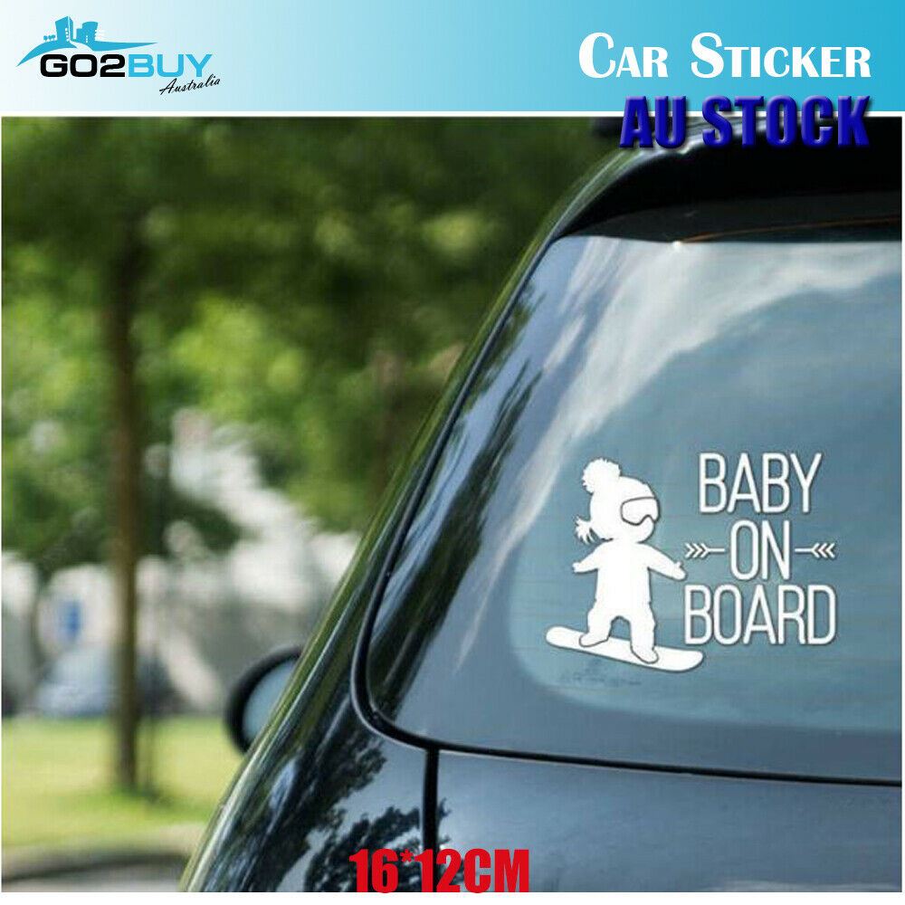 6 Reflective BABY on BOARD Vinyl Decal Sticker for rear car window of a jeep minivan or pickup truck 