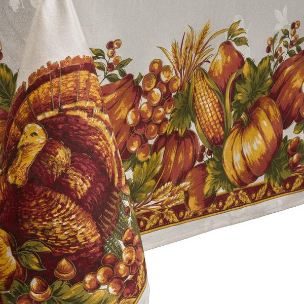 Thanksgiving Tablecloth Autumn Harvest Decor Turkey Printed Fabric ...