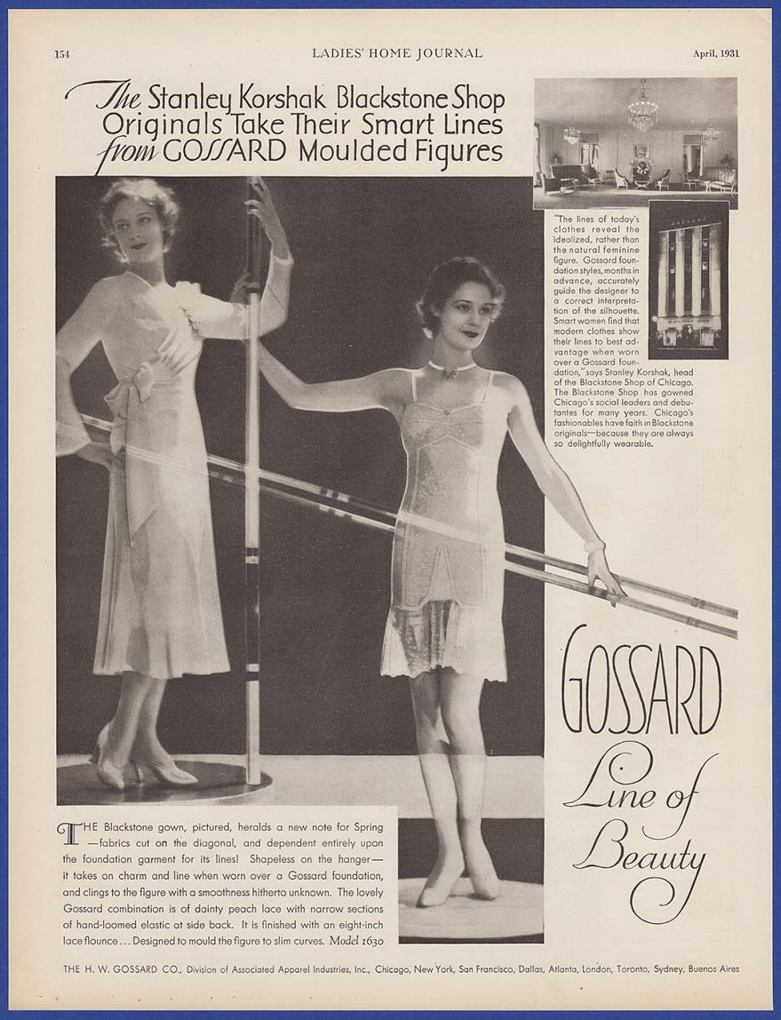 Vintage 1931 GOSSARD Blackstone Gowns Lingerie Print Ad 30's | eBay
