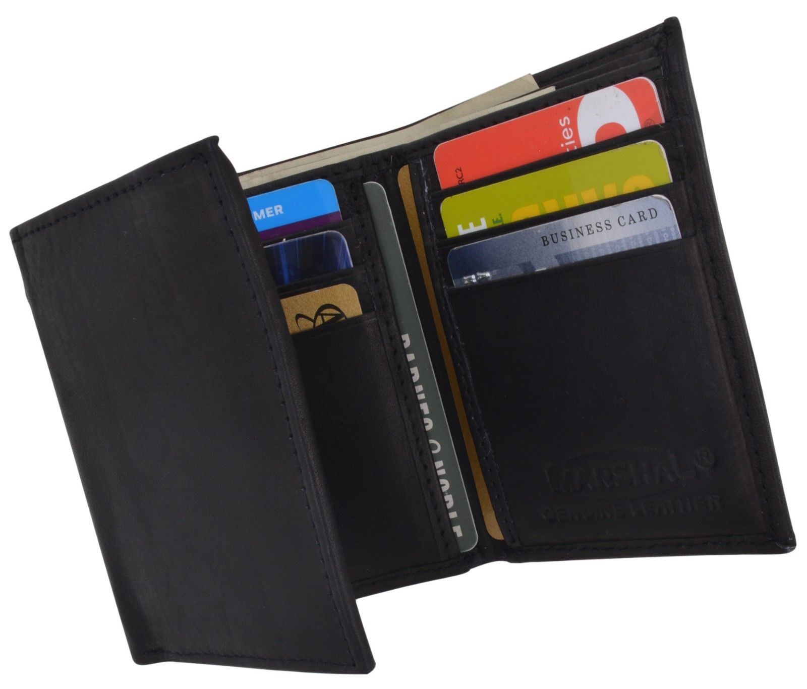 Genuine Cowhide Leather Credit Card Holder with Outside ID Window ...