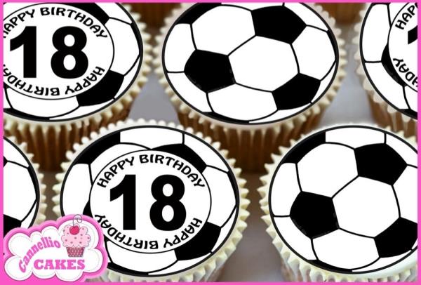 24x Cupcake comestibles glaçages pour gâteau football