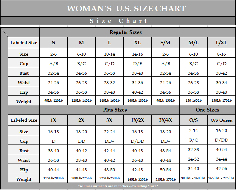 Size Chart. 