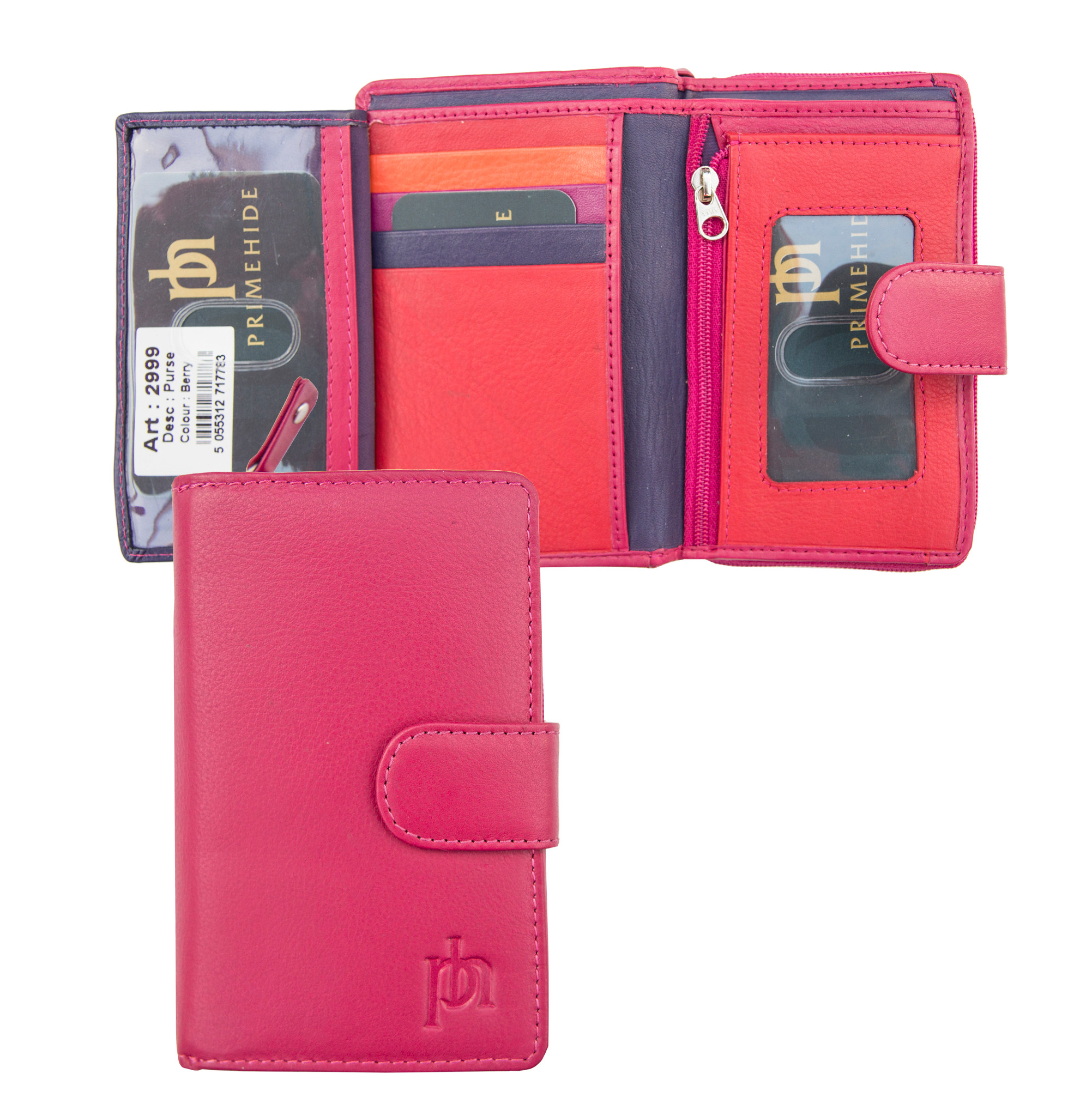 Prime Hide RFID Blocking Soft Leather Passport Holder Slip in Cover Berry 