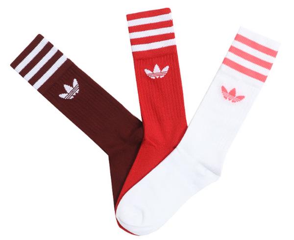 Adidas Men SOLID Crew 3 Pairs Socks Red 