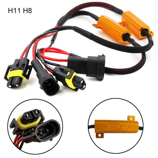 2x H11 H8 LED Light Fog Xenon HID No Error Load Resistor Wiring Harness Adapter