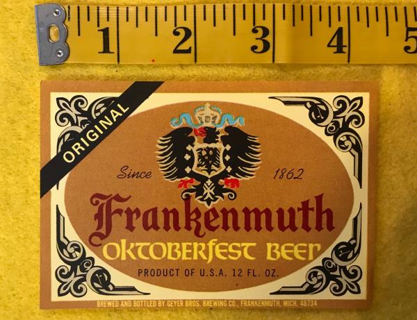 Frankenmuth Geyer/'s Beer Bottle Label Frankenmuth Mich