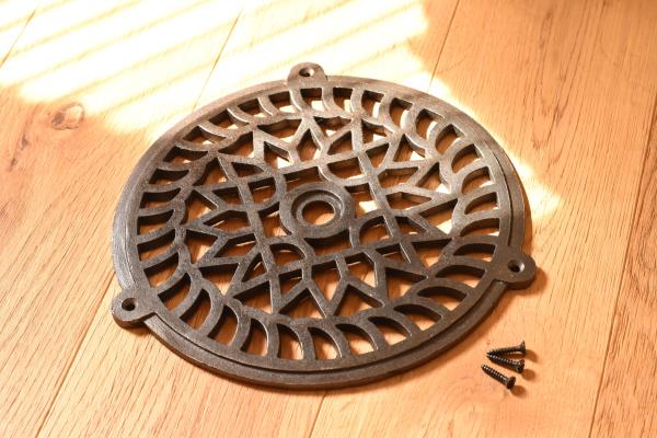 Fantastic large round cast iron victorian style grill air vent cover 8 inch HX1