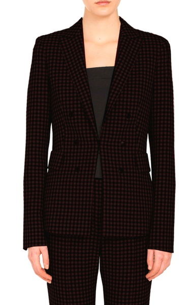 AKRIS PUNTO Burgundy and Black Check Double-Faced Jersey Blazer Jacket 36  US 4 | eBay
