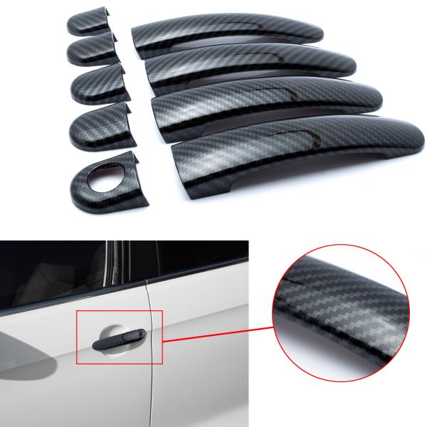 SHOUNAO 9pcs Set ABS Carbon Fiber Door Handle Covers Trim Fit For VW TRANSPORTER Fit For T5 2003-2015 Fit For T6 2015-up Fit For CADDY VAN 2004-2015 