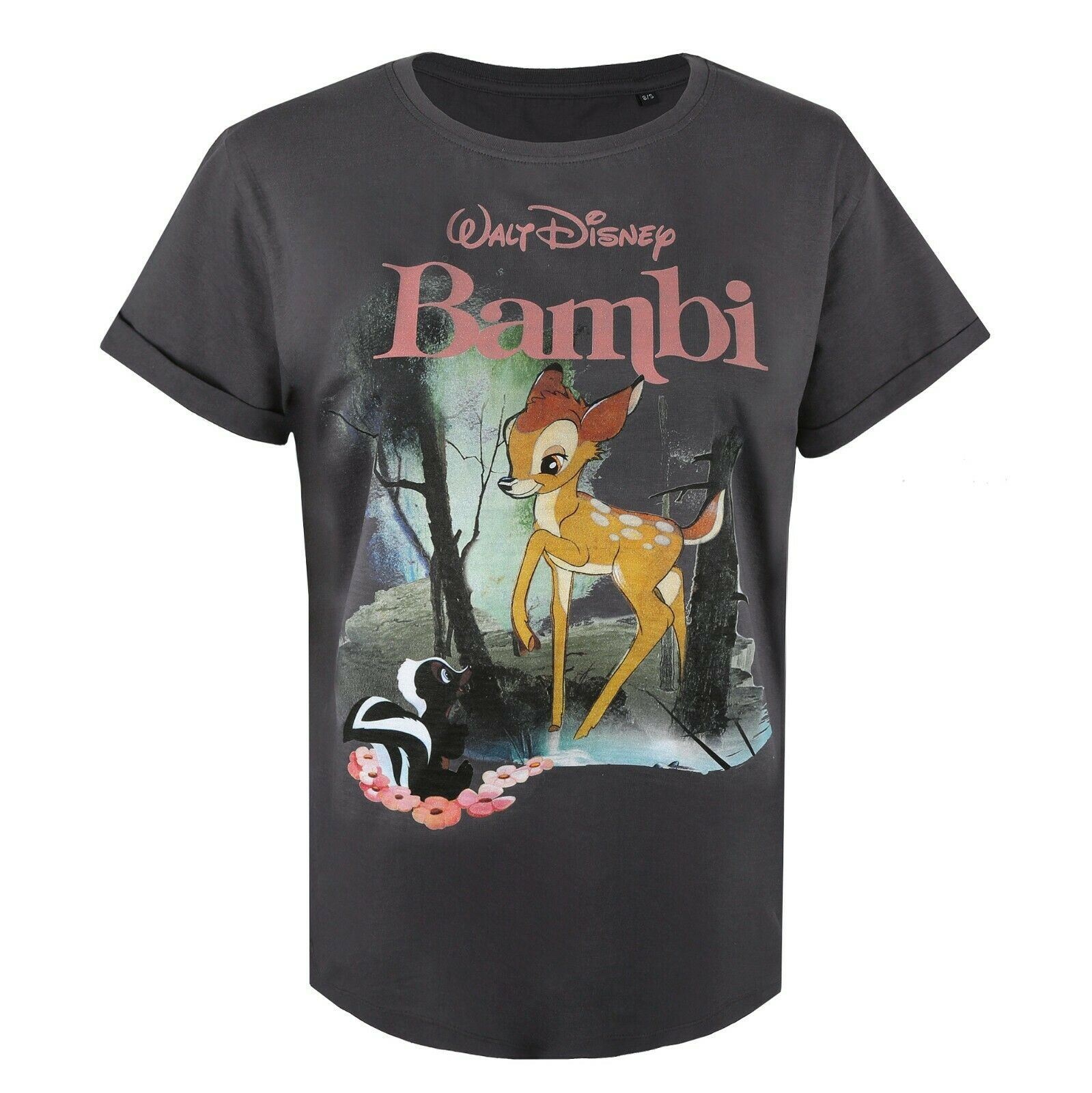 Official Disney Ladies Bambi Woodland Fashion T-shirt Black S - XL | eBay