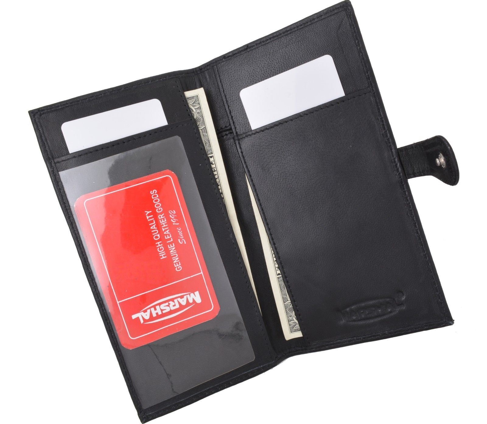 Genuine Leather PLAIN Checkbook Cover Black with Snap Closure NEW ...