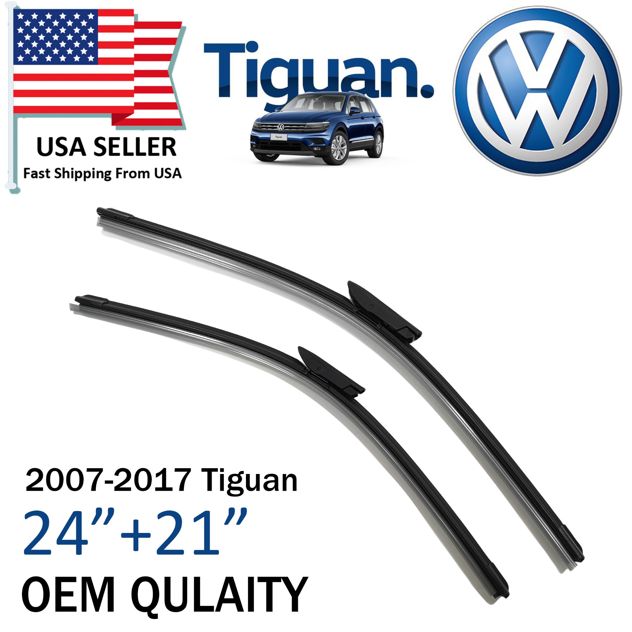 NeW Great OEM Quality 24"+ 21" Wiper Blades for 2007-2017 For Volkswagen Tiguan | eBay What Size Wiper Blades For 2018 Chevy Malibu