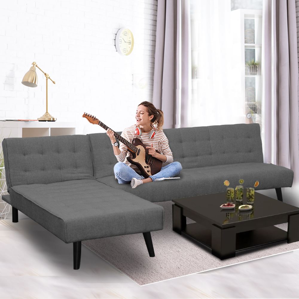 Upholstered Sturdy Sofa Bed 3 Seater Lounge Chair Fabric Couch Chaise