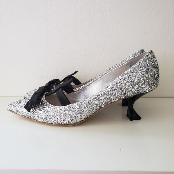 Black Satin Bow Heel Shoes $890 