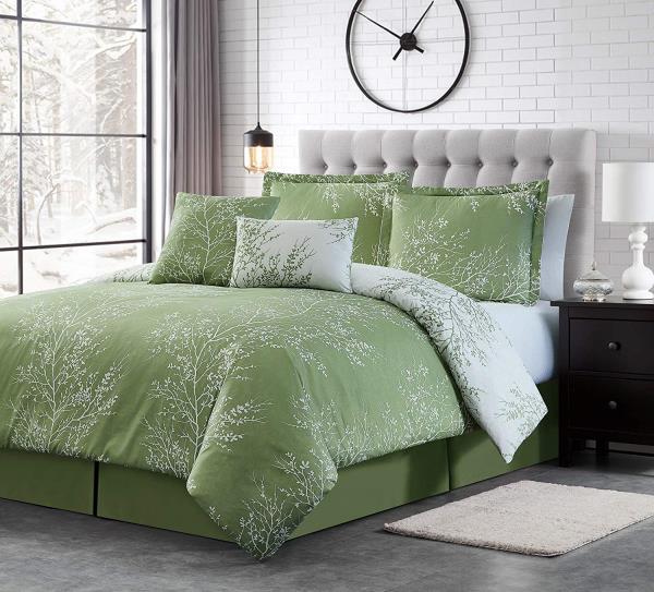 green and white crib bedding