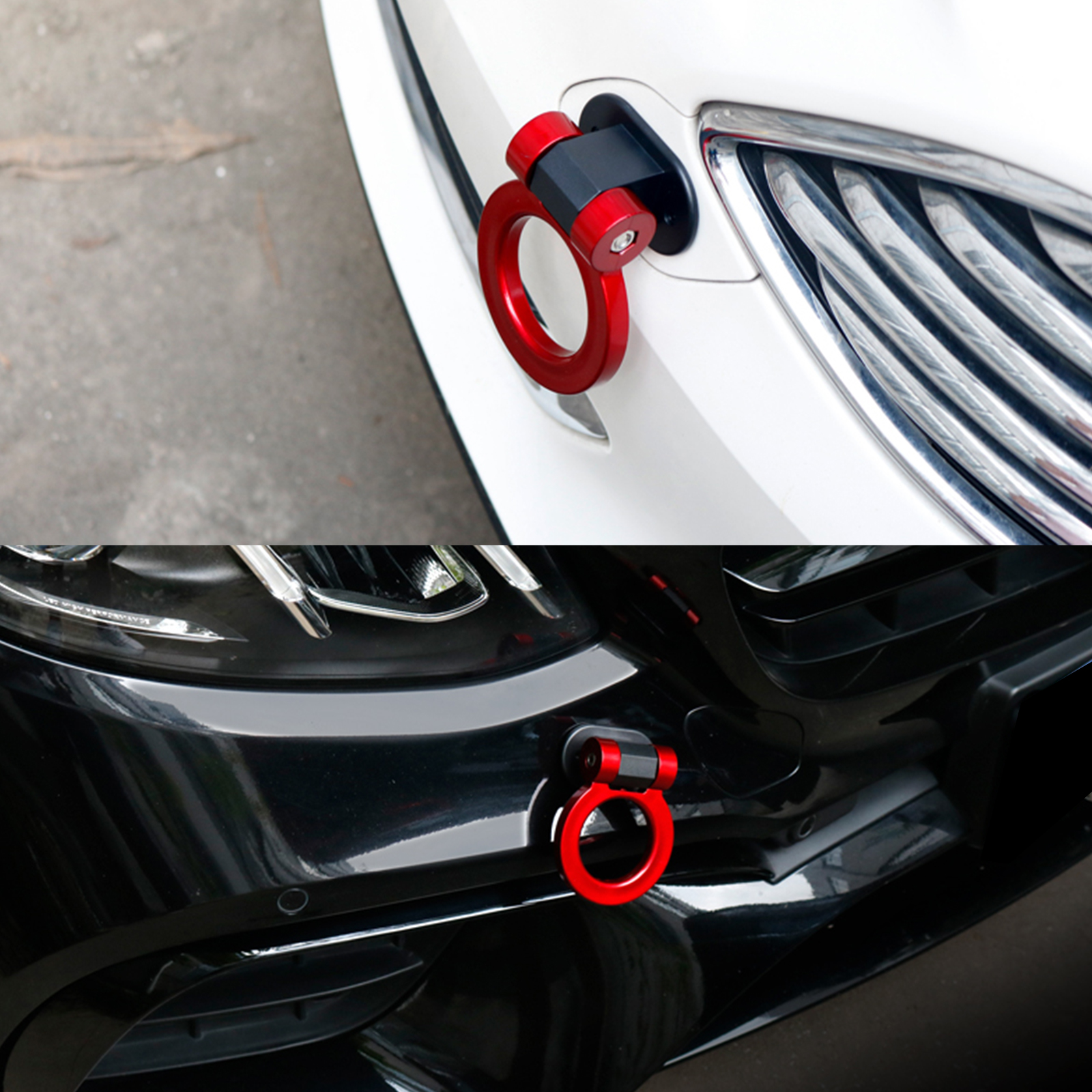 For Hyundai Elantra JDM Blue Racing Track Style Tow Hook Ring Look Bumper Decor