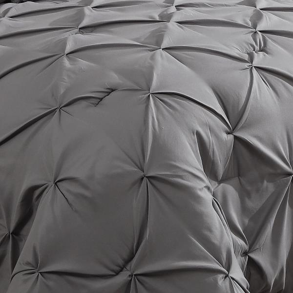 Queen King Bed Gray Grey White Chevron Pintuck Pleat 7 pc Comforter Set ...