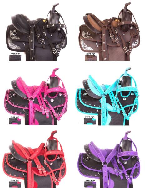 Details about   Barrel Racing Youth Child Synthetic Western Pony Miniature Horse Saddle Tack Set