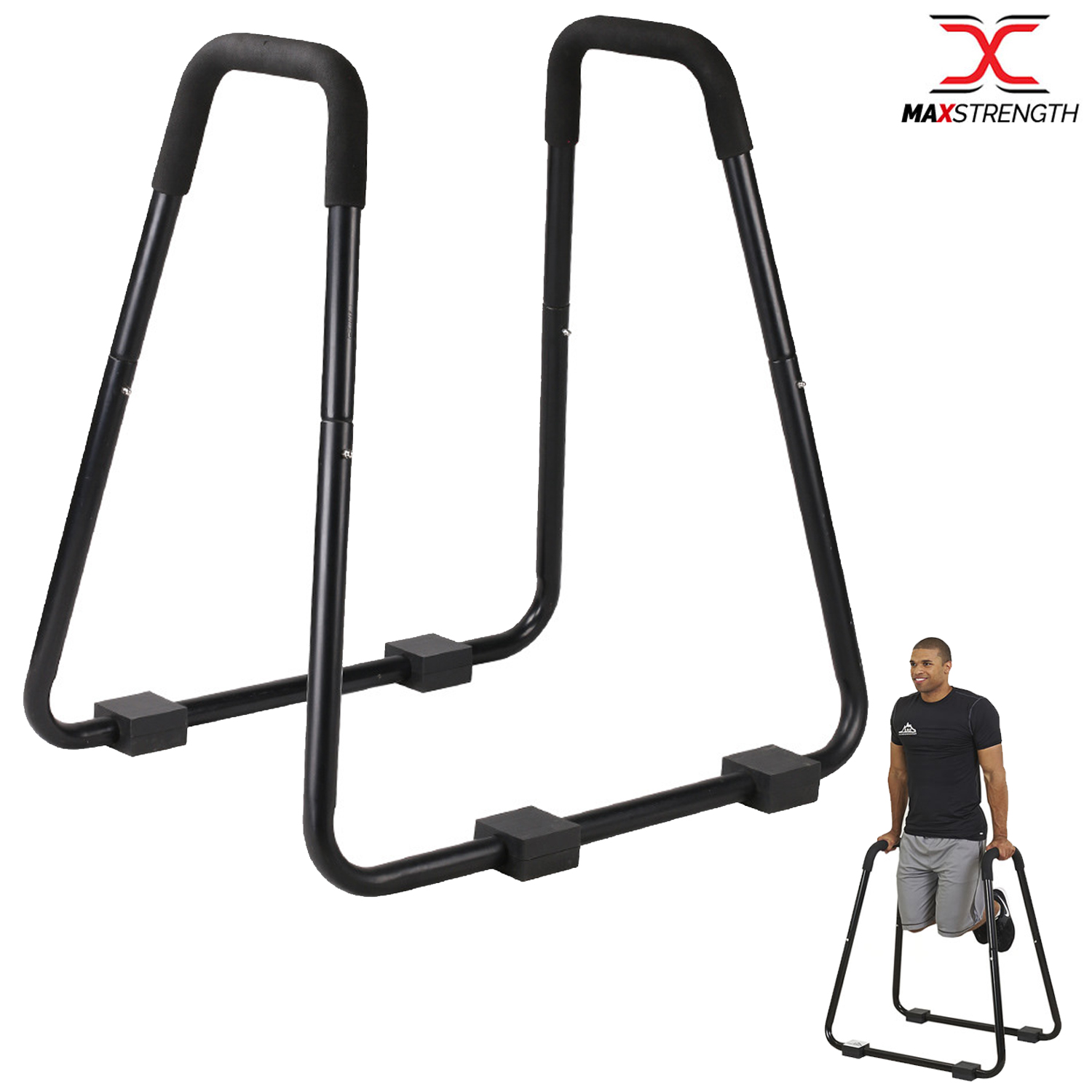 Dip Station Push Up Stand Home Gym Fitness Workout Cross fit Calisthenics Black