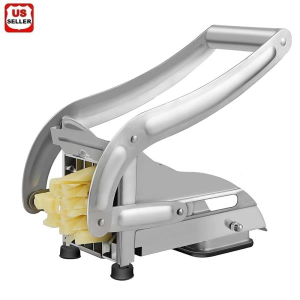 French Fry Cutter, Stainless Steel Potato Cutter Easy to Use Home Vegetable Slicer  Chopper Dicer 2 Blades