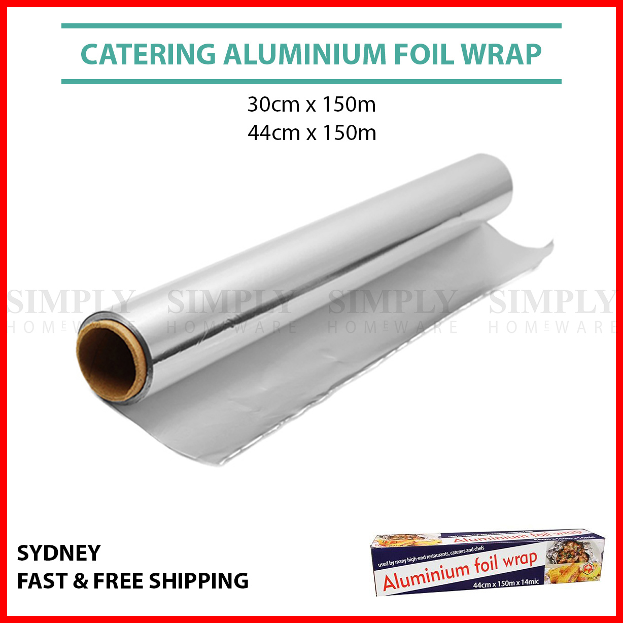 Aluminium Foil Wrap Roll Catering Kitchen Heavy Duty 30cm & 44cm x 150m Bulk