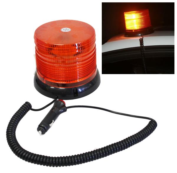 24V Emergency Flash Strobe Rotating Round LED Beacon Warning Light 9W Amber 12