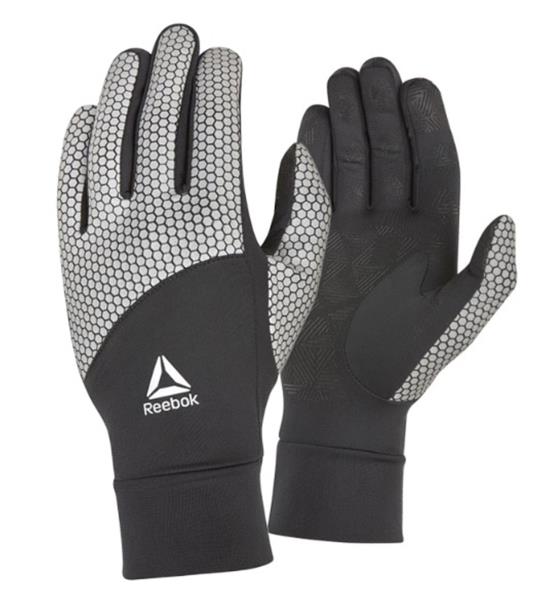 Reflective Running Gloves Black Lycra 