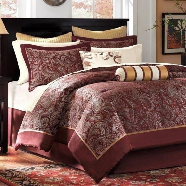 Bed In A Bag Black Gold Silver Paisley, Black And Gold California King Bedding