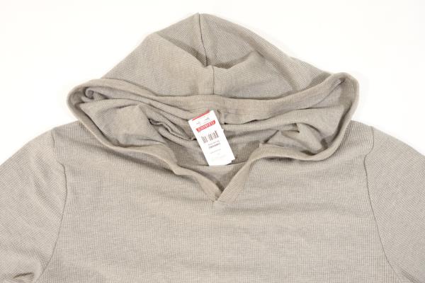 Union Gray Waffle Knit Acrylic 1/4 Button Hoodie Sweater Jumper Mens S/M NWT