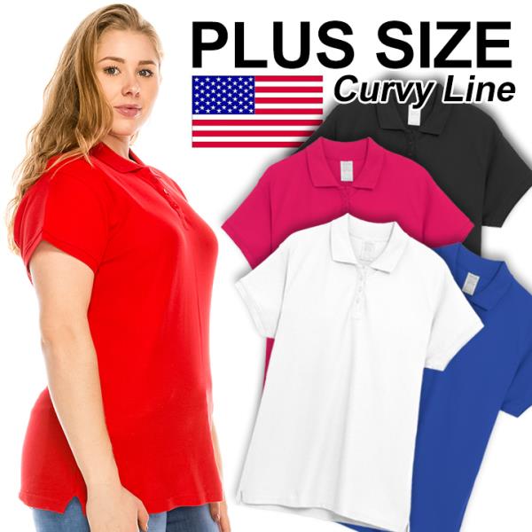 womens red polo shirt plus size