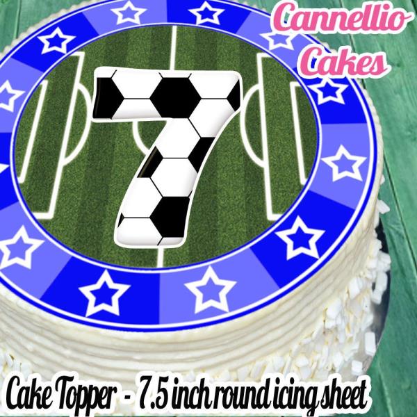 Your Football Team Logo Birthday Personalised 7.5 INCH Edible Icing Cake Topper Decoration