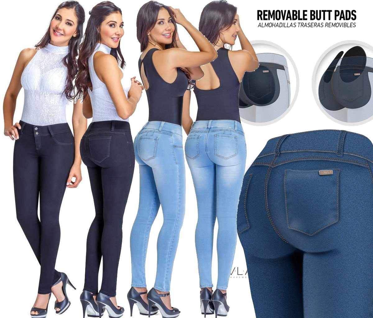 Colombian Design High Waist Butt Lift Jeans Colombiano Lowla 217988 Levanta Cola