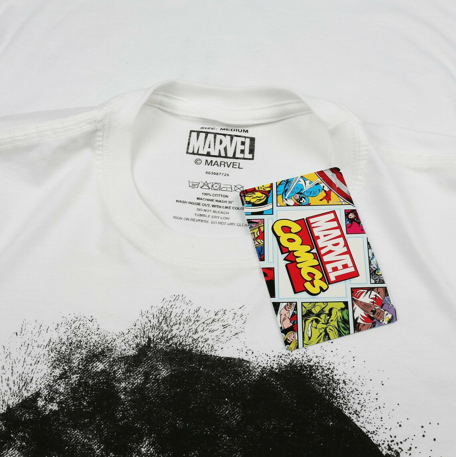 Mens Marvel eBay S-XXL T-shirt White The Skull Punisher Official |
