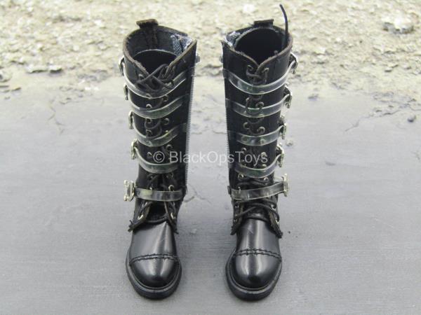 1//6 Scale Toy Female Black High Top MOTO Shoes Foot Type