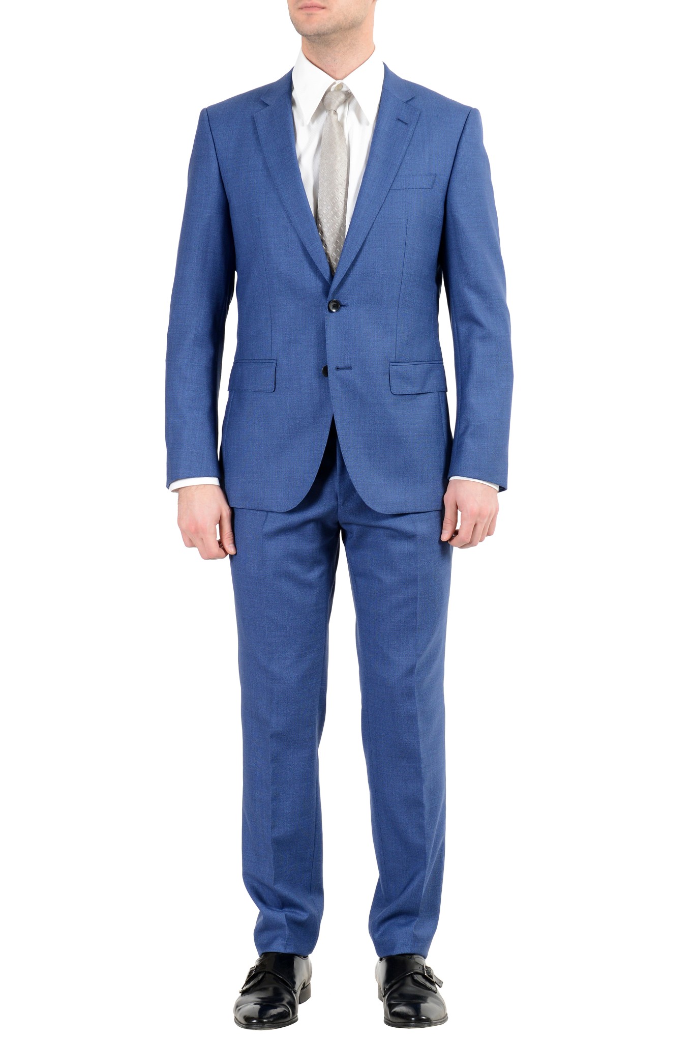 100% Wool Slim Blue Two Button Suit 