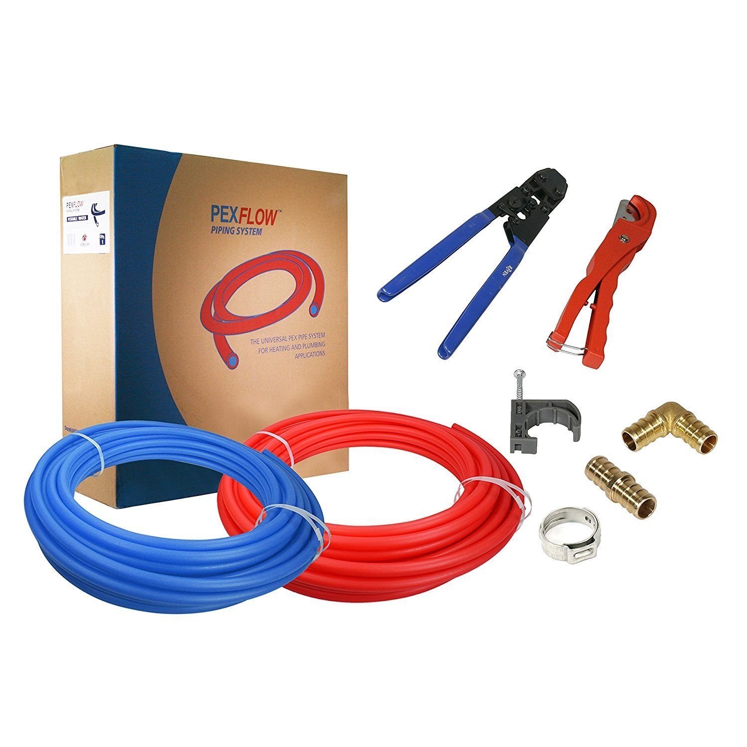 Red or Blue 1//2/" PEX Tubing by Feet Stop Valves Fittings