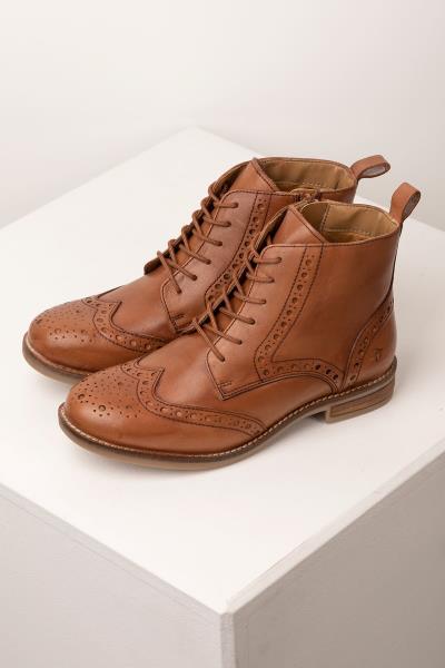 Ladies Leather Brogue Lace Up Boots 